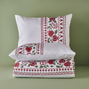 %100 Pamuk Saten Jolly Tek Kişilik Nevresim Seti Kırmızı (160x220 Cm) Kırmızı