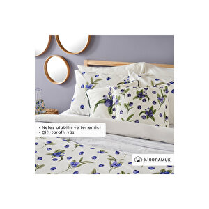 %100 Pamuk Ranforce Blueberry Tek Kişilik Nevresim Seti (160x220 Cm) Çok Renkli