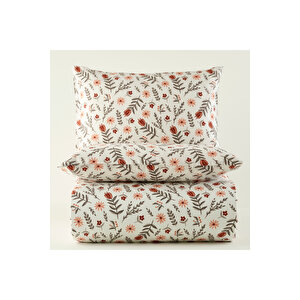 Florian Pamuklu Tek Kişilik Nevresim Seti Kiremit (160x220 Cm) Kiremit