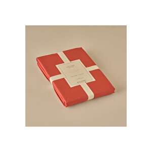 %100 Pamuk Saten Supreme Basic King Size Düz Çarşaf Kiremit (260x280 Cm) Kiremit