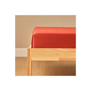 %100 Pamuk Saten Supreme Basic King Size Düz Çarşaf Kiremit (260x280 Cm) Kiremit