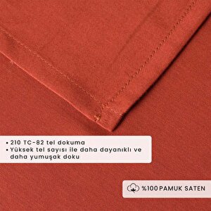 %100 Pamuk Saten Supreme Basic King Size Düz Çarşaf Kiremit (260x280 Cm) Kiremit