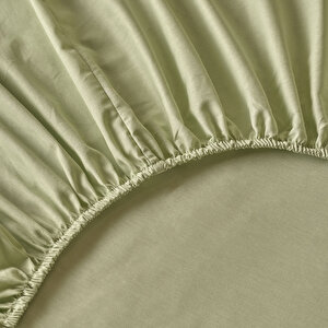 %100 Pamuk Saten King Size Lastikli Çarşaf Sisli Yeşil (180x200x35 Cm) Sisli Yeşil