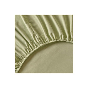 %100 Pamuk Saten King Size Lastikli Çarşaf Sisli Yeşil (180x200x35 Cm) Sisli Yeşil