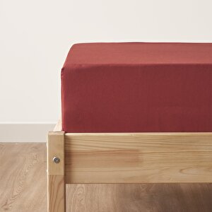 %100 Pamuk Saten Basic Çift Kişilik Lastikli Çarşaf Bordo (160x200x35 Cm) Bordo