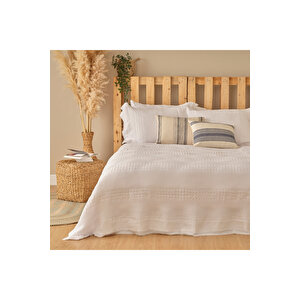 %100 Pamuk Marine Tek Kişilik Yatak Örtüsü Seti Beyaz (180x260 Cm) Beyaz