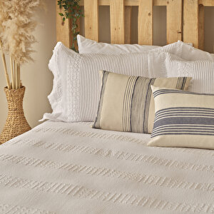 %100 Pamuk Marine Tek Kişilik Yatak Örtüsü Seti Beyaz (180x260 Cm) Beyaz