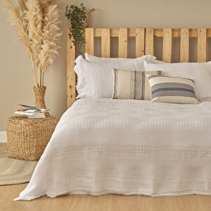 %100 Pamuk Marine Tek Kişilik Yatak Örtüsü Seti Beyaz (180x260 Cm) Beyaz