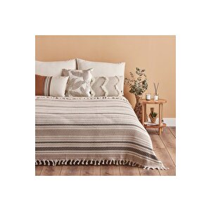 Linea Pamuklu Tek Kişilik Yatak Örtüsü Bej (160x220 Cm) Bej