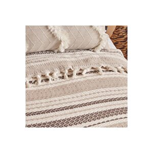 Linea Pamuklu Tek Kişilik Yatak Örtüsü Bej (160x220 Cm) Bej