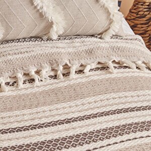 Linea Pamuklu Tek Kişilik Yatak Örtüsü Bej (160x220 Cm) Bej