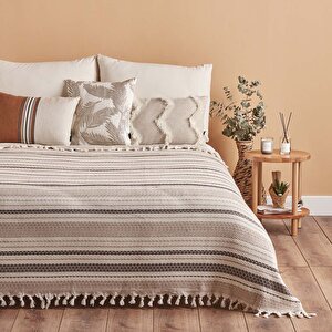 Linea Pamuklu Tek Kişilik Yatak Örtüsü Bej (160x220 Cm) Bej