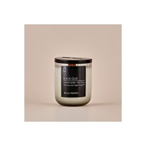 Black Oud Ahşap Fitilli Soy Wax Mum Antrasit