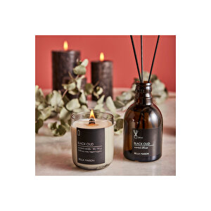 Black Oud Ahşap Fitilli Soy Wax Mum Antrasit
