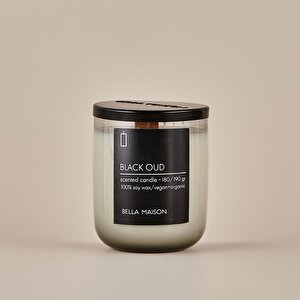 Black Oud Ahşap Fitilli Soy Wax Mum Antrasit