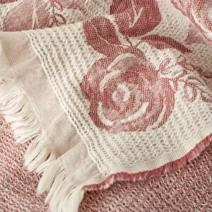 %100 Pamuk Rose Jakarlı Çift Kişilik Yatak Örtüsü Seti Krem (240x260 Cm) Krem