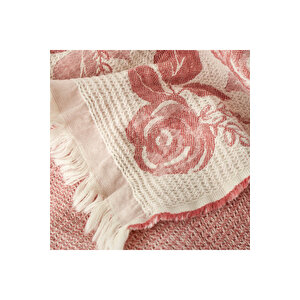 %100 Pamuk Rose Jakarlı Çift Kişilik Yatak Örtüsü Seti Krem (240x260 Cm) Krem