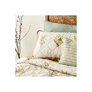 Flores Kapitoneli Çok Amaçlı Çift Kişilik Yatak Örtüsü Seti (240x220 Cm) Çok Renkli