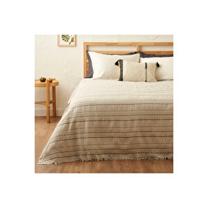 Alba Pamuklu Çift Kişilik Yatak Örtüsü Bej (200x230 Cm) Bej