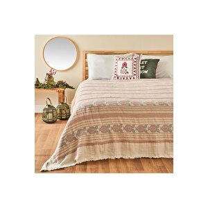 %100 Pamuk Jolly Jakarlı Çift Kişilik Yatak Örtüsü (220x240 Cm) Çok Renkli