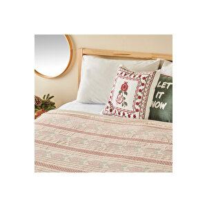 %100 Pamuk Jolly Jakarlı Çift Kişilik Yatak Örtüsü (220x240 Cm) Çok Renkli