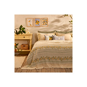 %100 Pamuk Lemoncello Çift Kişilik Yatak Örtüsü Seti (220x240 Cm) Çok Renkli