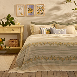 %100 Pamuk Lemoncello Çift Kişilik Yatak Örtüsü Seti (220x240 Cm) Çok Renkli