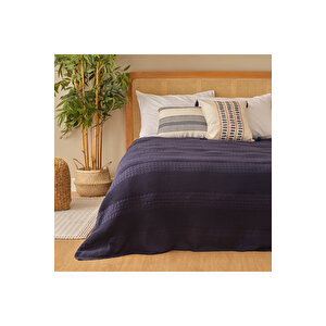 %100 Pamuk Marine Çift Kişilik Yatak Örtüsü Lacivert (240x260 Cm) Lacivert