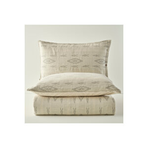 %100 Pamuk Merlin Çift Kişilik Yatak Örtüsü Seti Yeşil (240x260 Cm) Gri