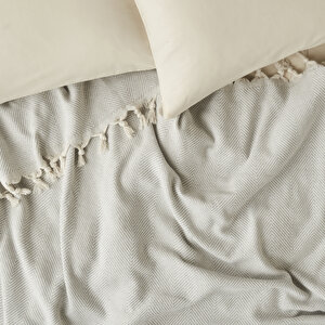 %100 Pamuk Nina Çift Kişilik Yatak Örtüsü Gri (200x230 Cm) Gri