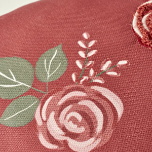 Rose Nakışlı Kırlent Kılıfı Mürdüm (35x50 Cm) Mürdüm
