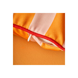 %100 Pamuk Line Mottolu Punch Nakışlı Kırlent Kılıfı Turuncu (35x50 Cm) Turuncu