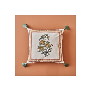 %100 Pamuk Indian Dream Nakışlı Kırlent Kılıfı (43x43 Cm) Çok Renkli