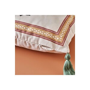 %100 Pamuk Indian Dream Nakışlı Kırlent Kılıfı (43x43 Cm) Çok Renkli