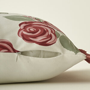 Rose Baskılı Kırlent Kılıfı Krem (43x43 Cm) Krem