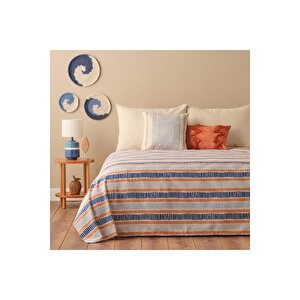 Marin Cooper Pamuklu Tek Kişilik Baskılı Pike Mavi (150x220 Cm) Mavi