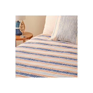Marin Cooper Pamuklu Tek Kişilik Baskılı Pike Mavi (150x220 Cm) Mavi