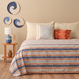Marin Cooper Pamuklu Tek Kişilik Baskılı Pike Mavi (150x220 Cm) Mavi