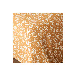 Heather Pamuklu Tek Kişilik Baskılı Pike Hardal (150x220 Cm) Hardal