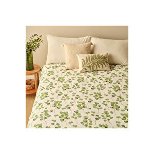 Ocaliptus Pamuklu Çift Kişilik Baskılı Pike Yeşil (200x220 Cm) Yeşil