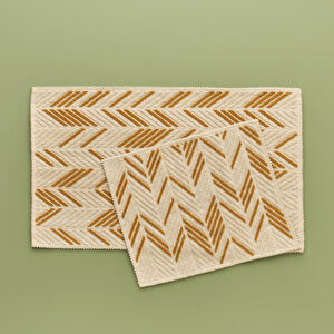 %100 Pamuk Corner Paspas Takımı Hardal (60x100 - 50x60 Cm) Hardal