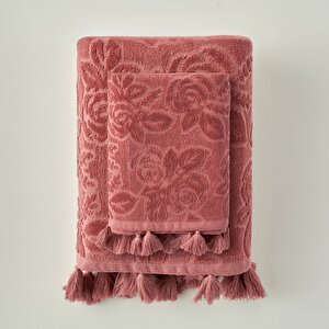 %100 Pamuk Rose Jakarlı El Havlusu Mürdüm (30x50 Cm) Mürdüm