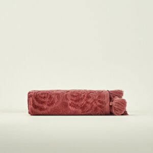 %100 Pamuk Rose Jakarlı El Havlusu Mürdüm (30x50 Cm) Mürdüm