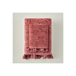 %100 Pamuk Rose Jakarlı El Havlusu Mürdüm (30x50 Cm) Mürdüm Mürdüm