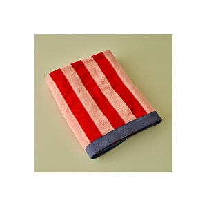 %100 Pamuk Line Banyo Havlusu Kırmızı (90x150 Cm) Kırmızı Kırmızı