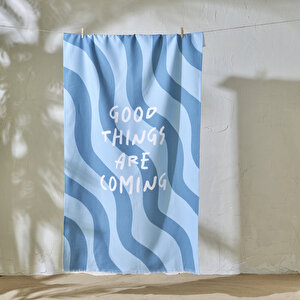%100 Pamuk Good Things Are Coming Baskılı Plaj Havlusu Mint (90x150 Cm) Mint