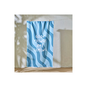 %100 Pamuk Good Things Are Coming Baskılı Plaj Havlusu Mint (90x150 Cm) Mint Mint