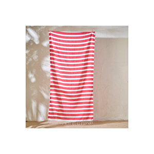 %100 Pamuk Lua Çizgili Peştamal Kırmızı (95x180 Cm) Kırmızı