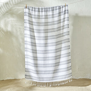 %100 Pamuk Stripe Peştamal Gri (90x160 Cm) Gri