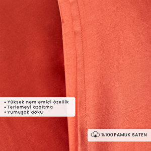 %100 Pamuk Saten Supreme 2'li Yastık Kılıfı Kiremit (50x70 Cm) Kiremit